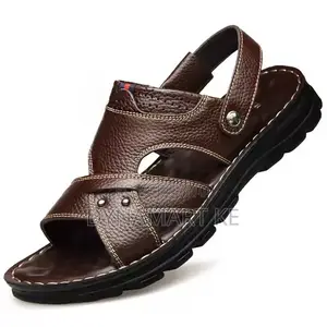 Cowhide Shoes Men's Sandals Slippers Leather Open Toe Sports