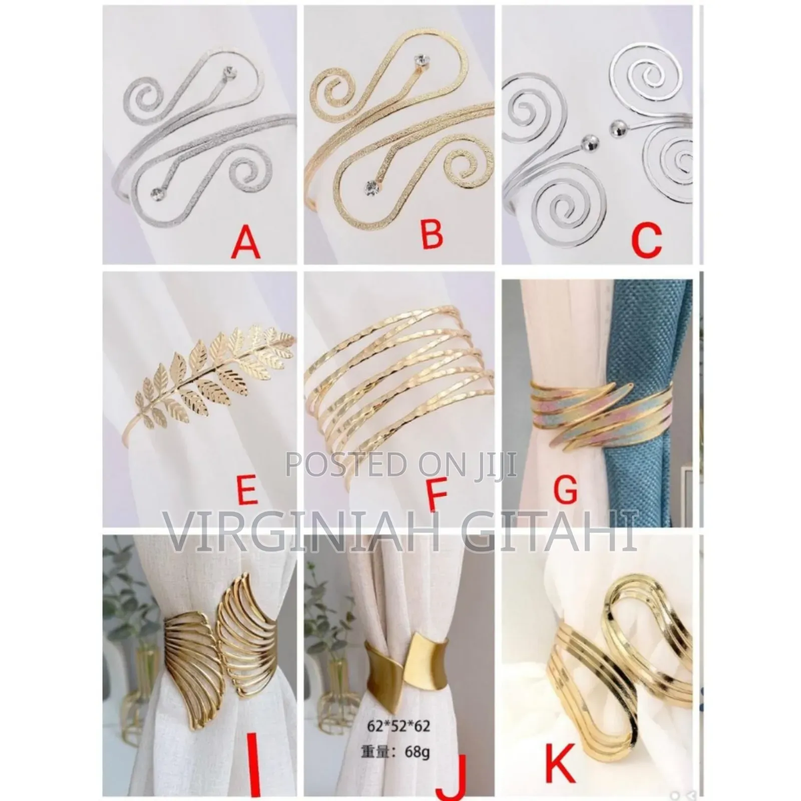 Gold SilverMetallic Buckle Curtains Holders