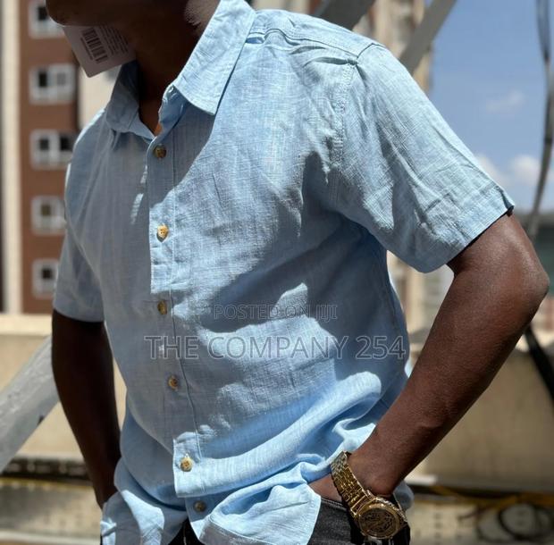 Quality Cotton Linen Collar Short Sleeved Shirts Available - thumbnail 3