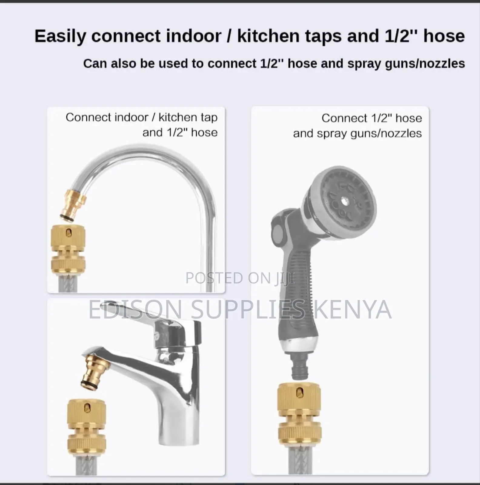 Brass Hose Connectors Tap Garden Hose Pipe Car Wash Pressure Water Gun