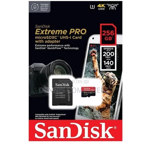 Sandisk 256gb Extreme Pro 200mb/S Memory Card Micro Sd With Adaptor