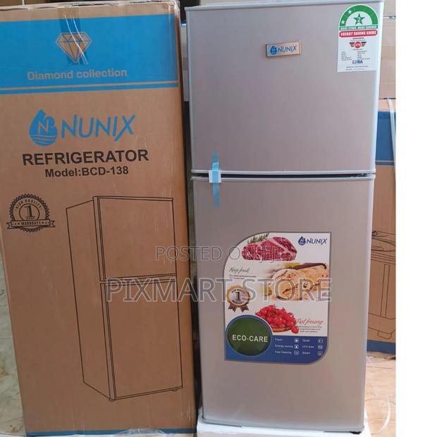 Nunix 138 L Double Door Refrigerator – Large Capacity, Silver