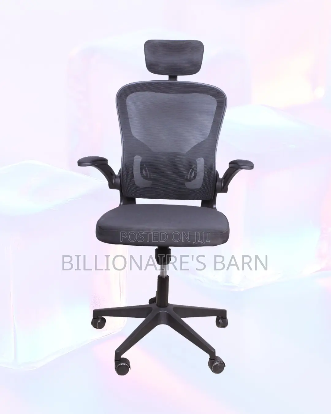 Grey Office Chair — Workday Comfort, Flip-Up Arms Convenience
