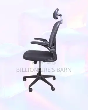 Grey Office Chair — Workday Comfort, Flip-Up Arms Convenience