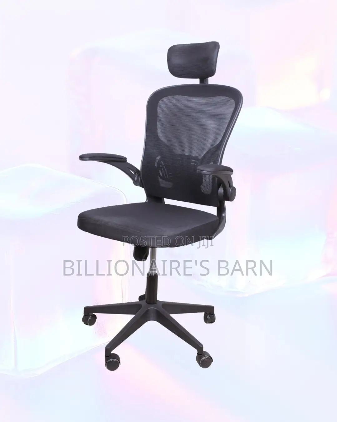 Grey Office Chair — Workday Comfort, Flip-Up Arms Convenience
