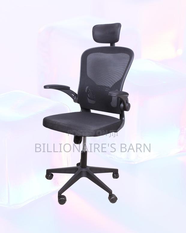 Grey Office Chair — Workday Comfort, Flip-Up Arms Convenience - thumbnail 3