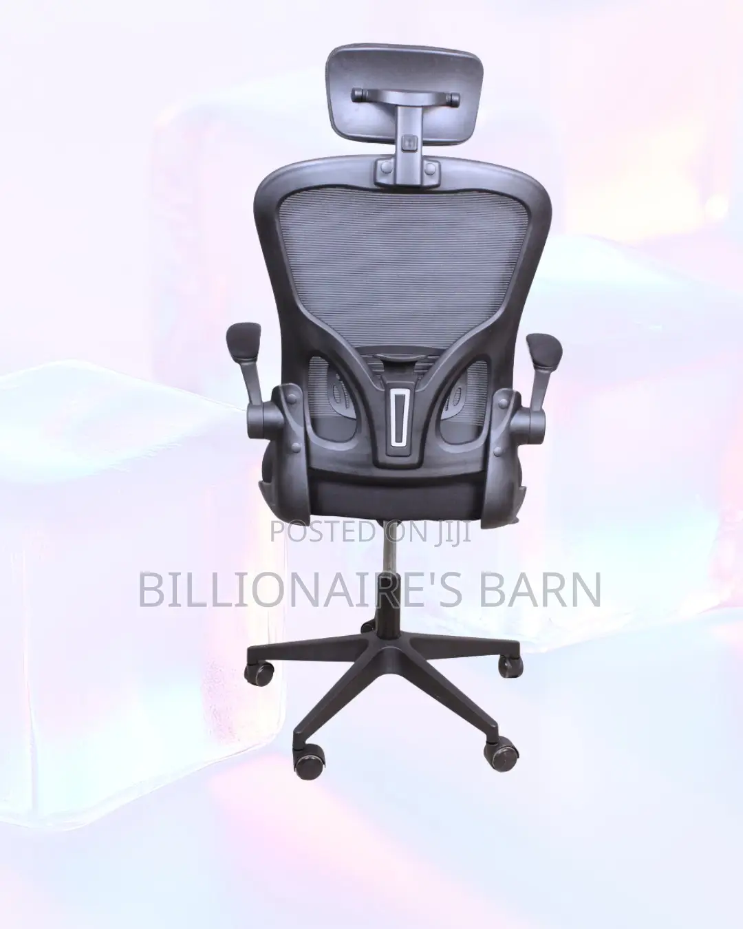 Grey Office Chair — Workday Comfort, Flip-Up Arms Convenience