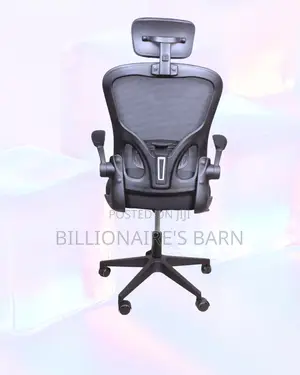 Grey Office Chair — Workday Comfort, Flip-Up Arms Convenience