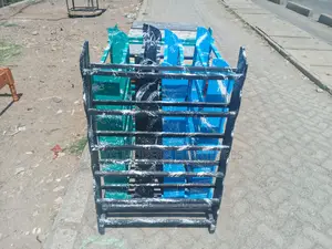 Industrial-style Shoe Rack With Colored Back Panels