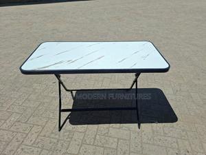 Foldable Outdoor Table With Marble-Effect Top - thumbnail 2
