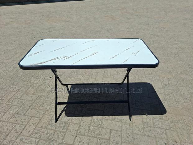 Foldable Outdoor Table With Marble-Effect Top - main view