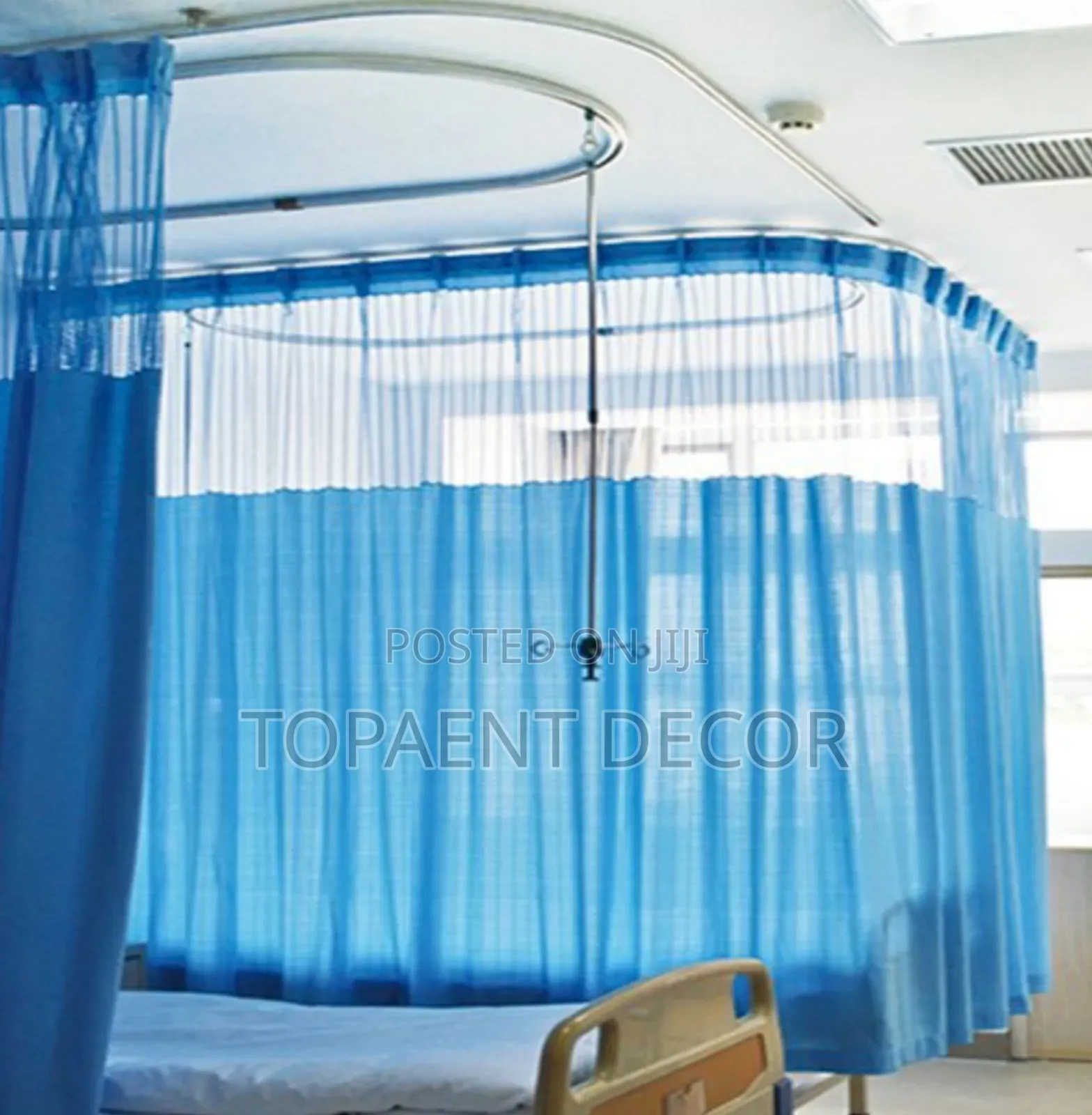 Blue Breathable Well Stitched Hospital Curtains
