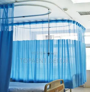 Blue Breathable Well Stitched Hospital Curtains