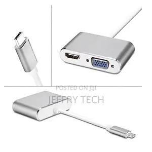 Usb3.1 Silver Type-C to Vga Adapter for Interface Switching Use 2 in 1