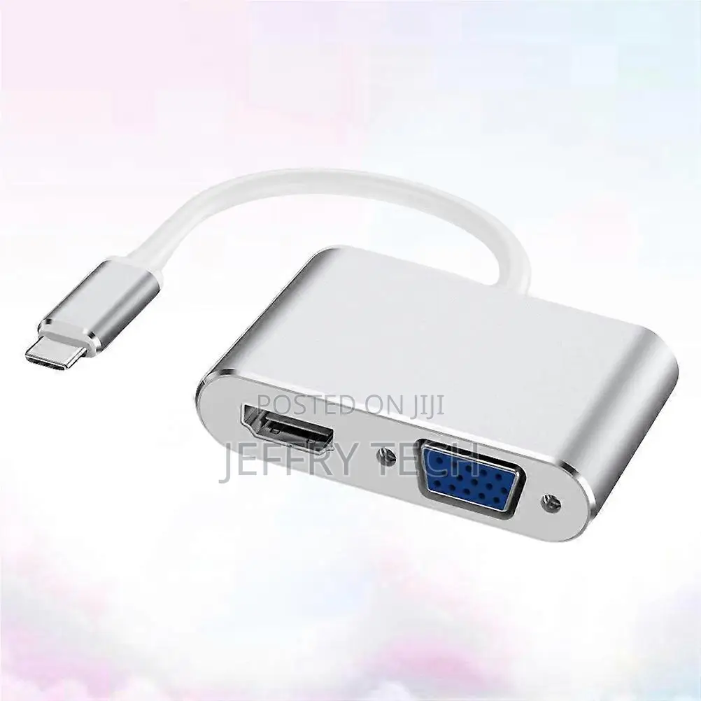 Usb3.1 Silver Type-C to Vga Adapter for Interface Switching Use 2 in 1