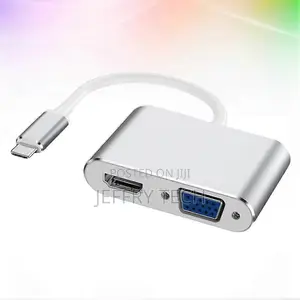Usb3.1 Silver Type-C to Vga Adapter for Interface Switching Use 2 in 1