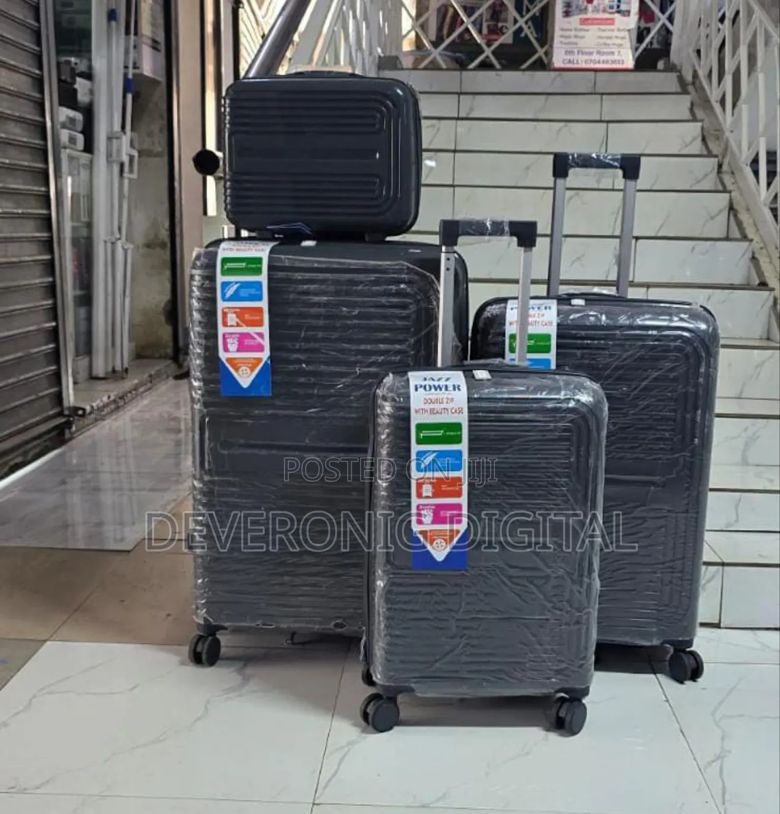 *4 in 1 Luxurious Unbreakable Double Zip Rubber Suitcase