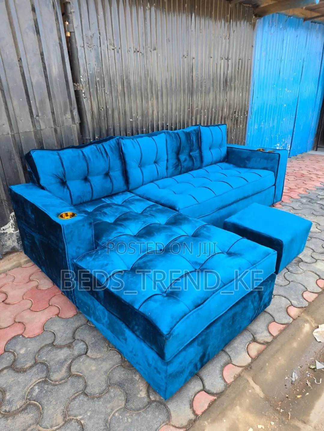 Blue Native 6 Seater L Shaped Sofa