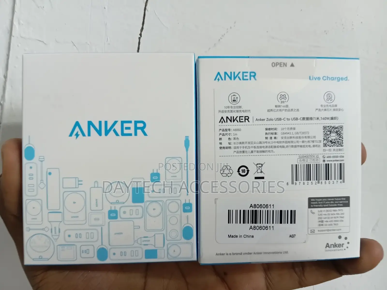 Anker Zolo Pd 140w Usb C to Usb C Fast Charging Cable 1.8m