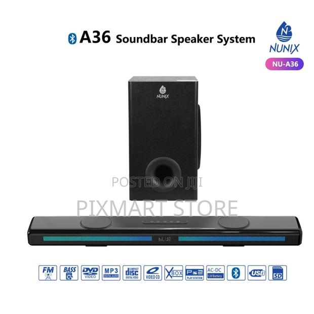 Nunix A36 Soundbar – Powerful Home Audio With Bluetooth Subwoofer