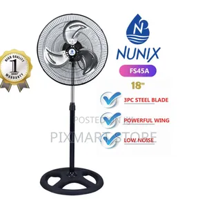 Nunix 18-Inch Stand Fan, Steel Blade Cooling Fan for Home Office