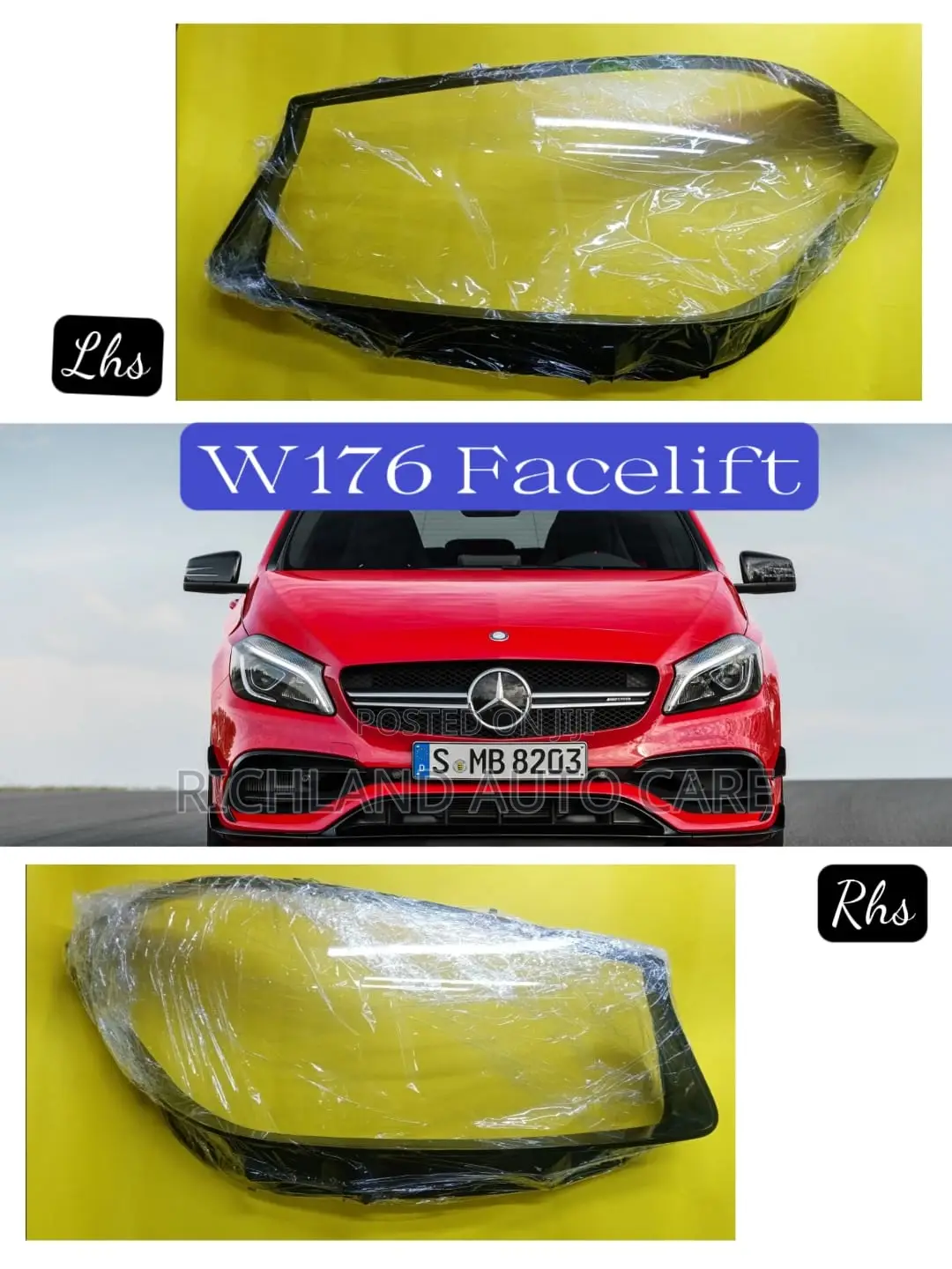Headlamp Lens Cover Mercedes Benz a Class W176, W177 Prefacelift