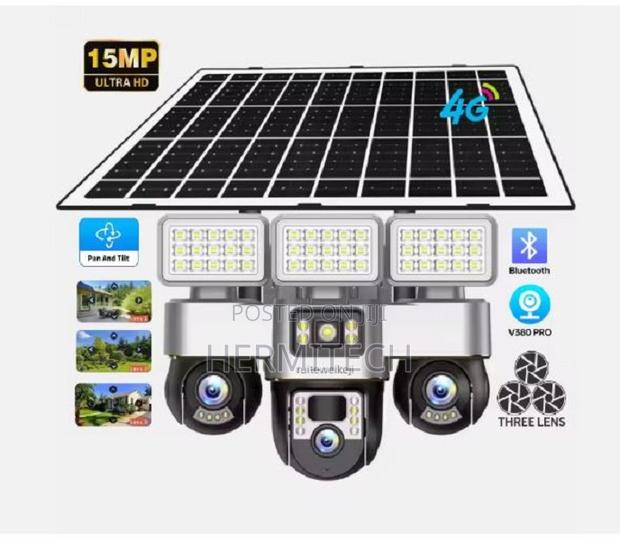 V380 Pro Hd PTZ True 3 Lens Outdoor Solar Camera 6mp Wifi Network
