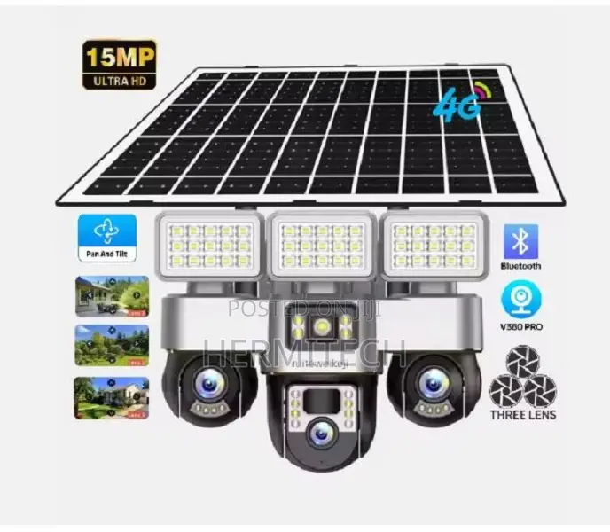 V380 Pro Hd PTZ True 3 Lens Outdoor Solar Camera 6mp Wifi Network