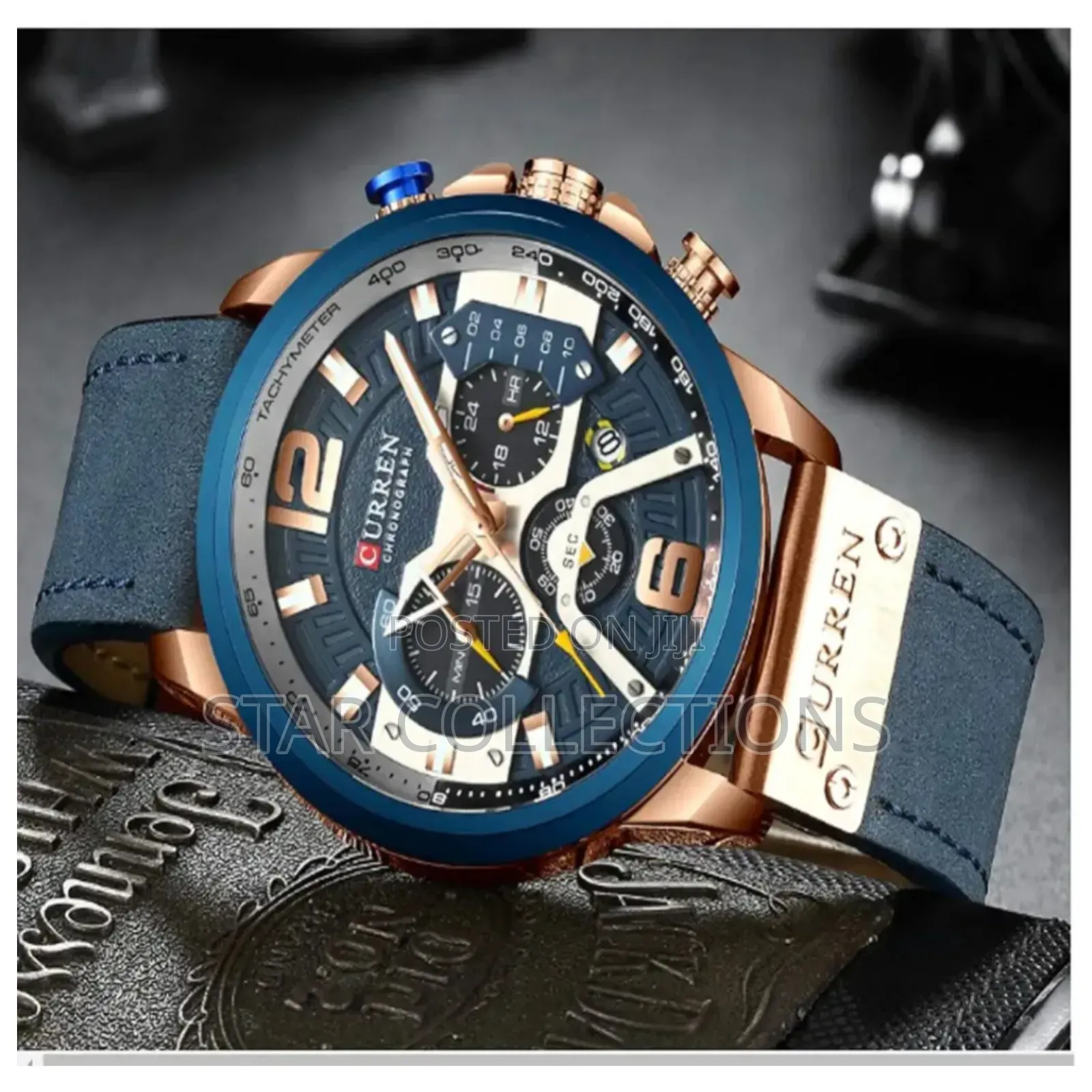 Blue Pure Leather Curren Watch for Men