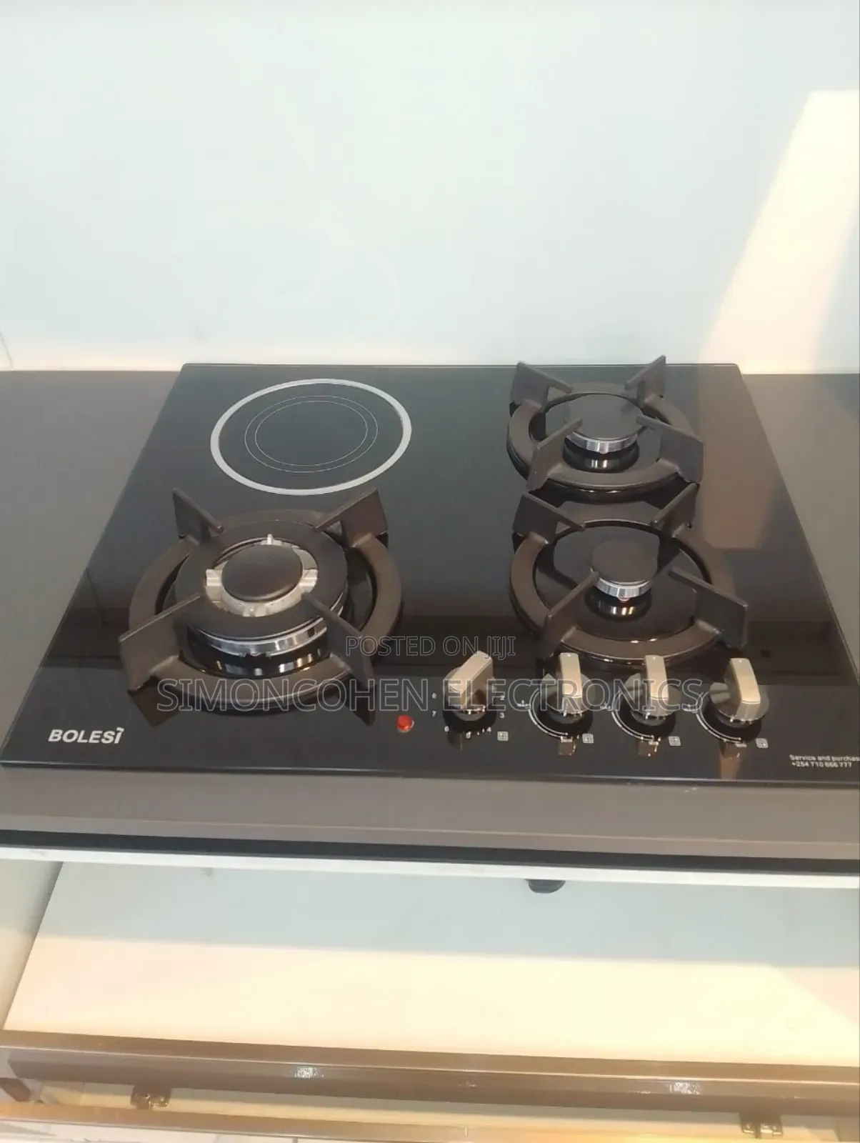 60cm Bolesi Hob 3 Gas Burners +1 Infrared Electric With Gas Sensor