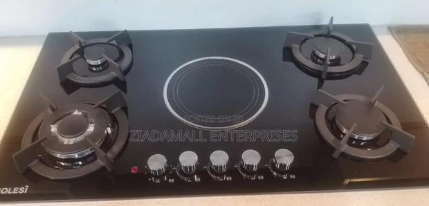 Bolesi Hob 4 Gas Burners +1 Infrared Electric With Gas Sensor and Wok.