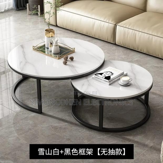 2 In 1 Pure Marble Table With Black Stand