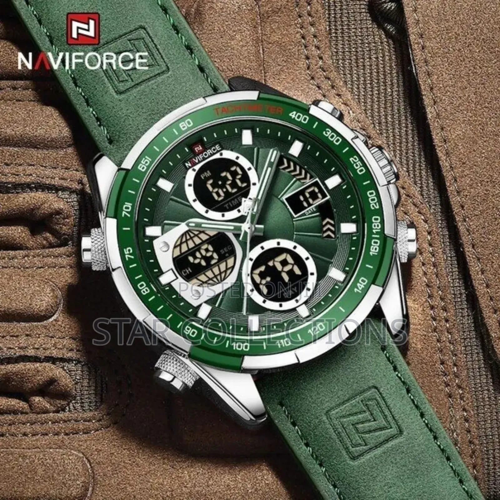Naviforce Pure Leather Green Watch for Men