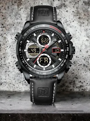 Black Pure Leather Naviforce Watch for Men