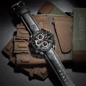 Black Pure Leather Naviforce Watch for Men