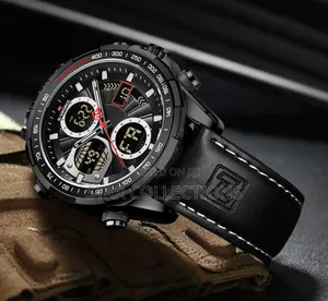 Black Pure Leather Naviforce Watch for Men