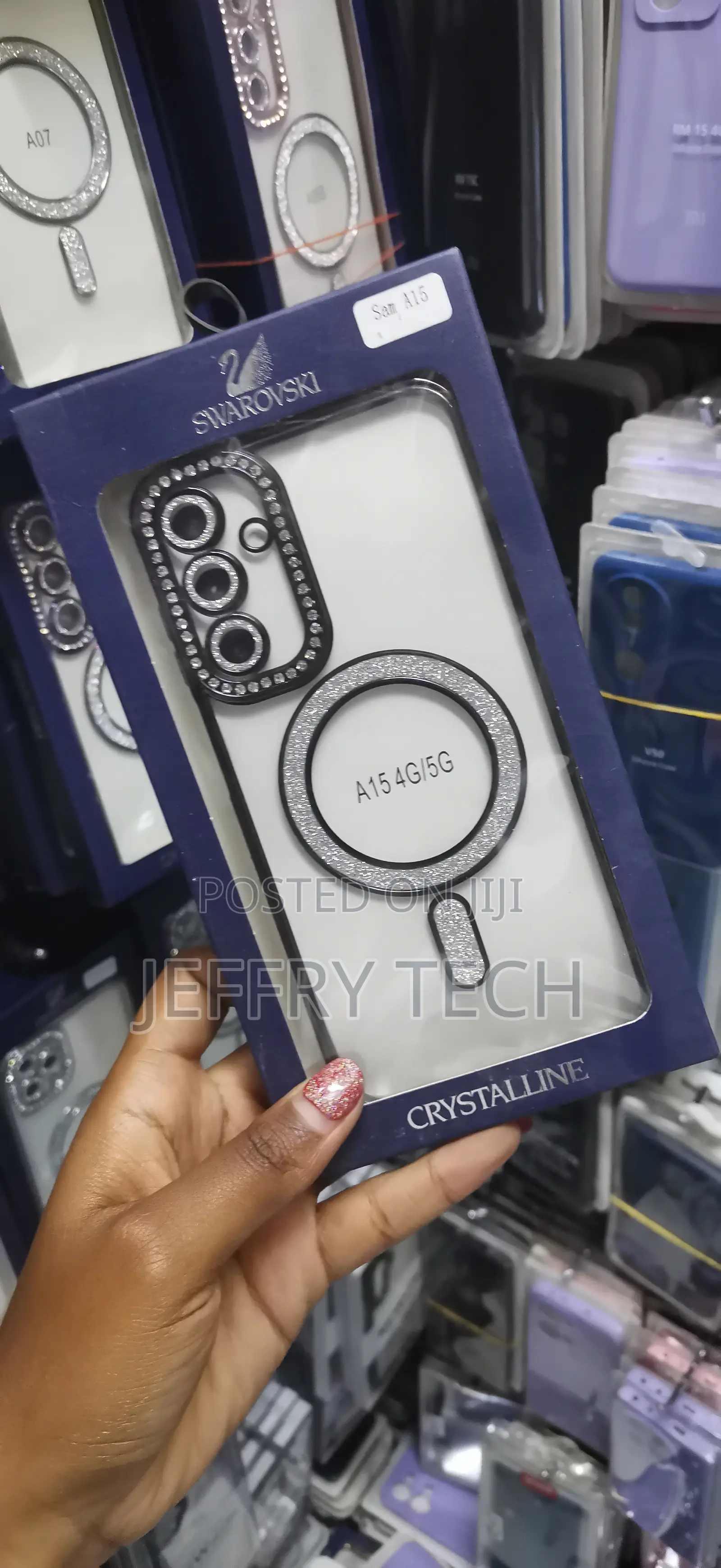Qaswe Samsung Galaxy A15 Magnetic Glitter Rhinstone Case