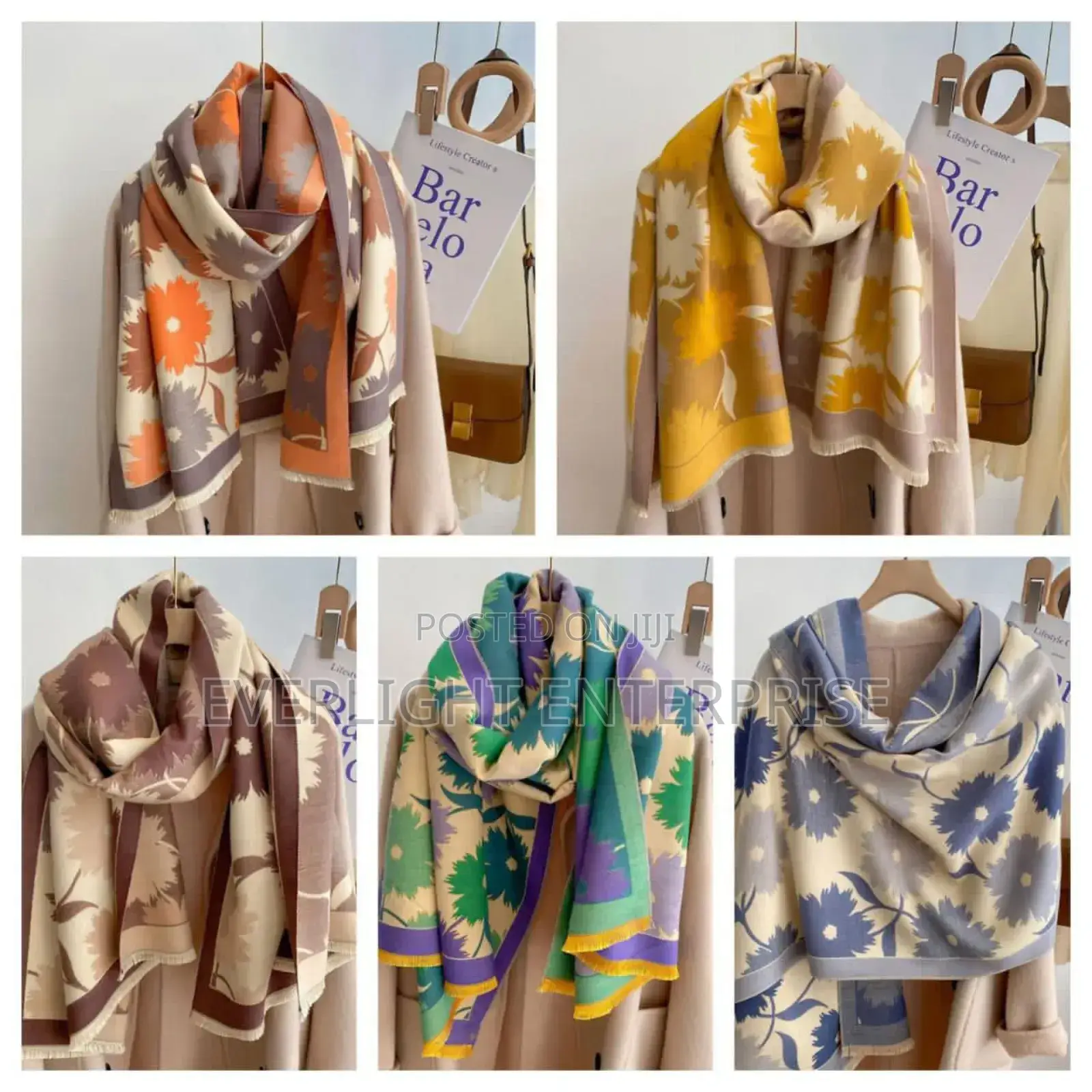 Luxury Floral Print Scarf for Women Warmer