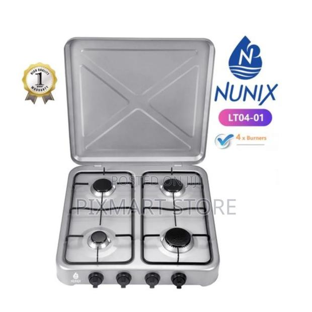 Nunix Full Gas 4‐Burner Tabletop Cooker – Stainless Steel.