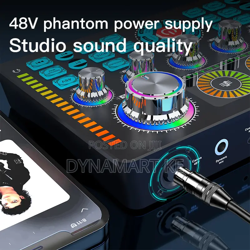 Q7 Live Sound Card Professional Audio Mixer, DSP Chip Voice Effects