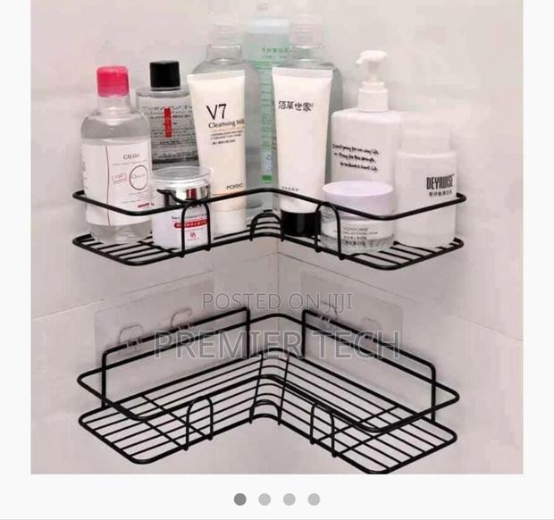 * Mettalic Corner Triangular Bathroom Organizer, Corner Shower Caddy - main view