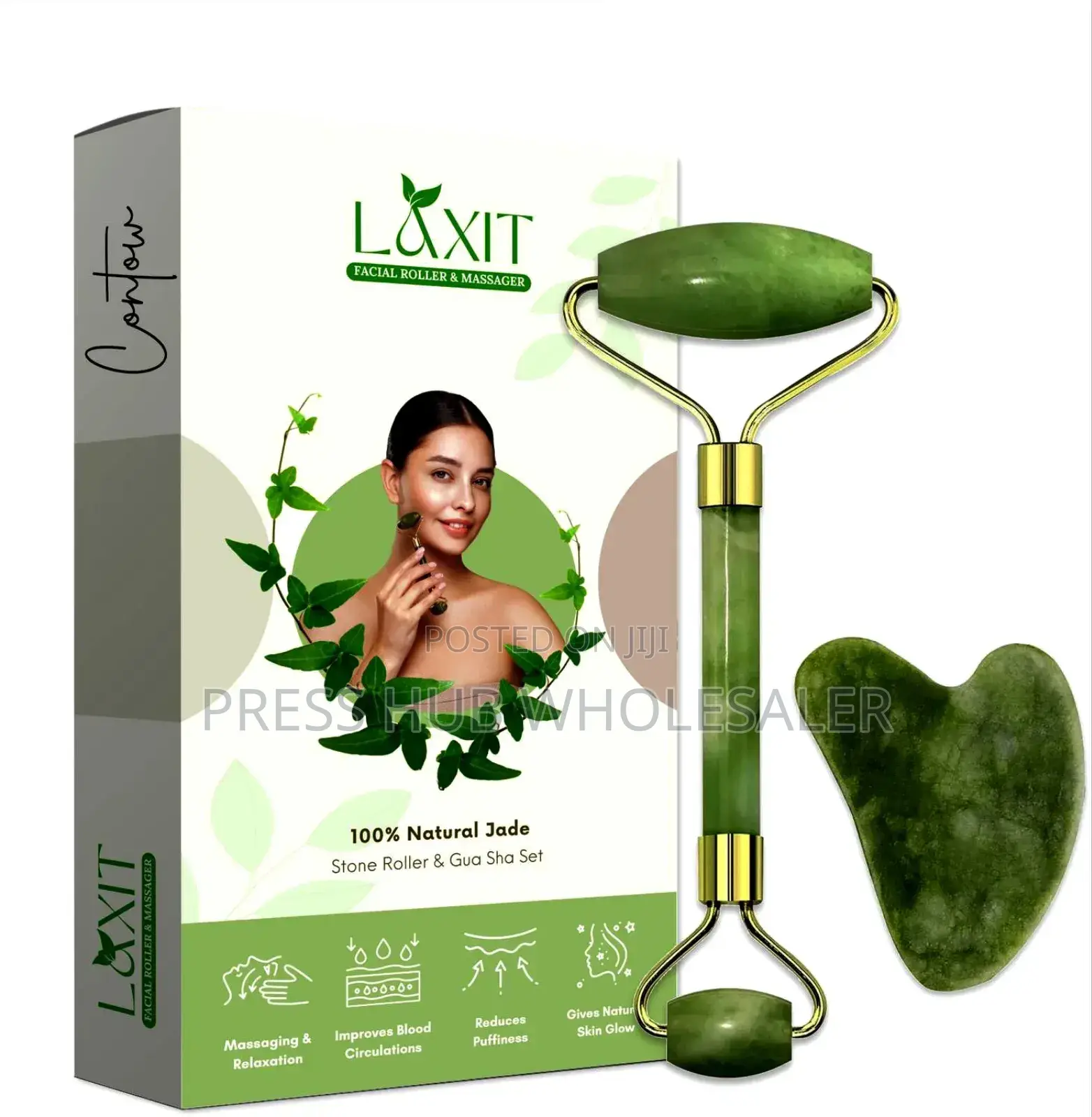 Natural Jade Roller and Gua Sha Set.
