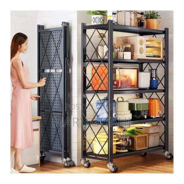 *Big Size Foldable Kitchen Rack With Wheels*
 *5 Tier Now at 