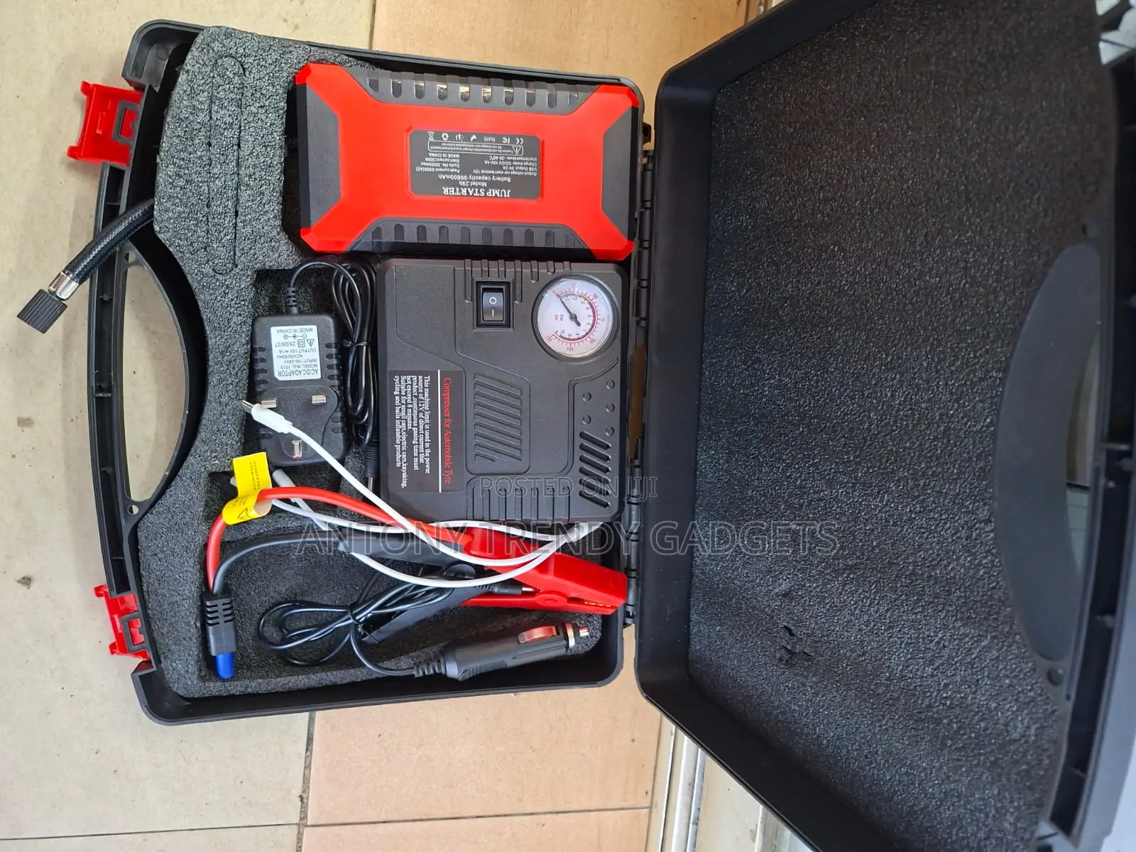 Portable Car Jump Starter With Air Compressor & Power Bank