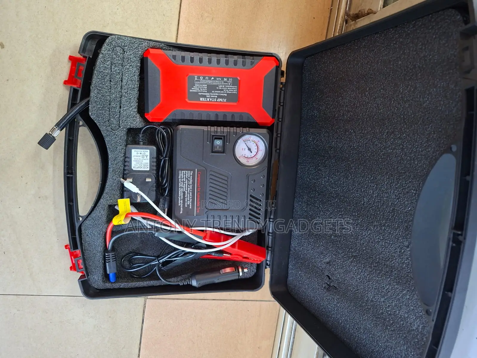 Emergency Car Jump Starter + Tire Inflator Power Bank