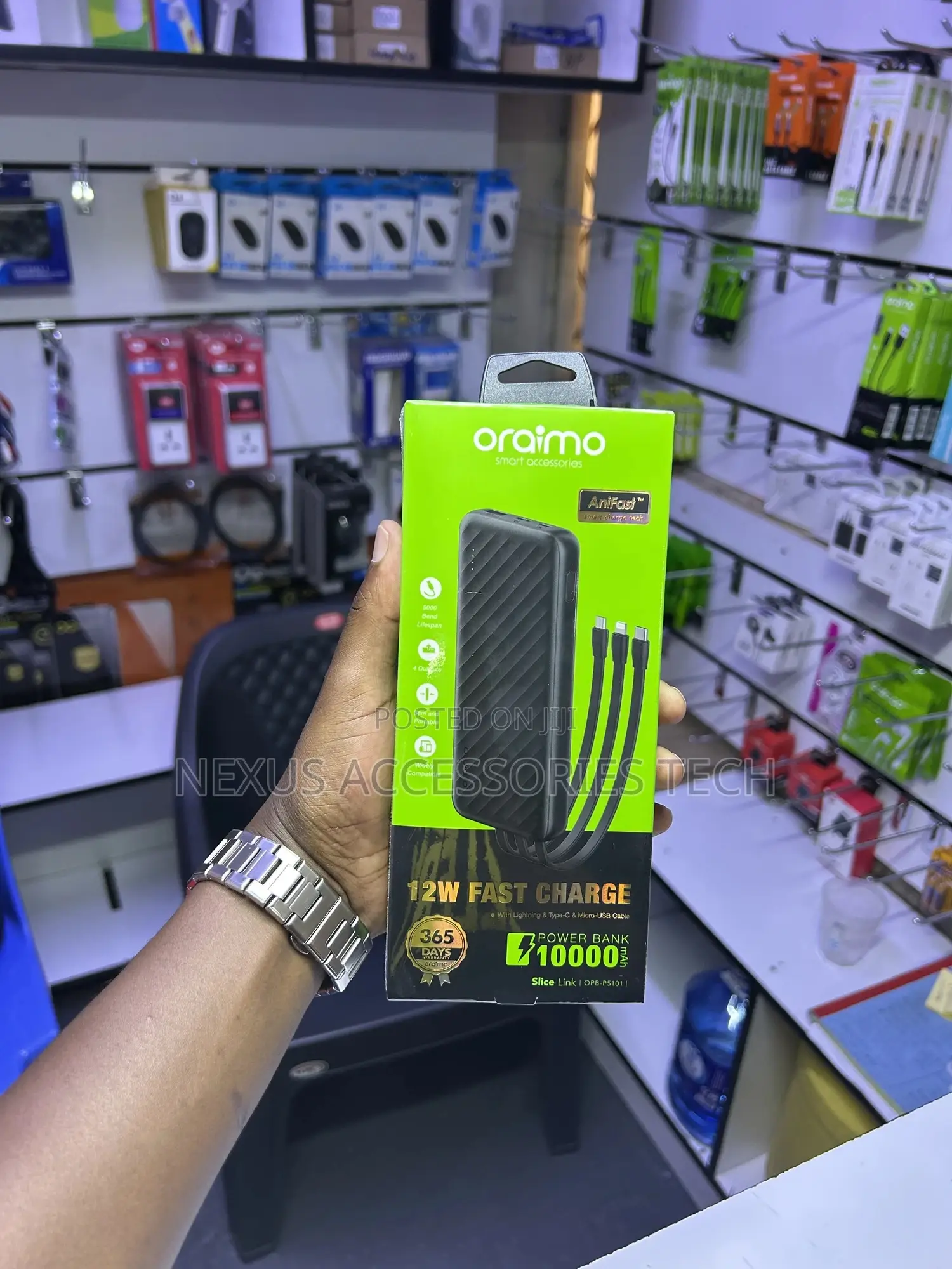 Oraimo 10000mah Power Bank Slice Link Opb-P5101 With Built-in Cables