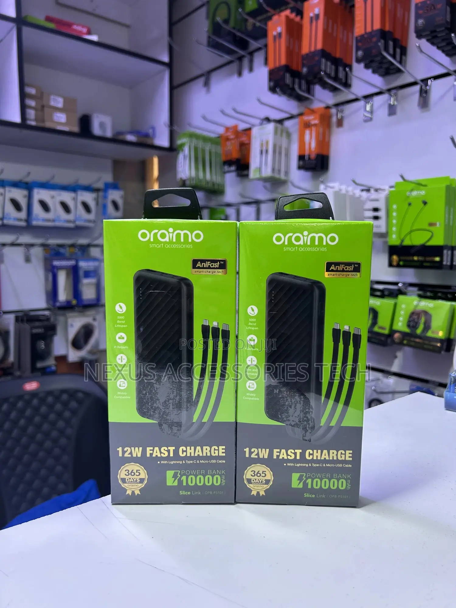 Oraimo 10000mah Power Bank Slice Link Opb-P5101 With Built-in Cables