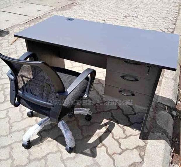 Ergonomic Office Desk With 3-Drawer Pedestal and Mesh Chair Set
