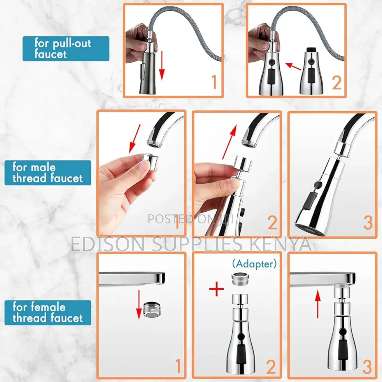 Faucet Extenders Universal Kitchen Sink Tap Extender Flexible Sprayer