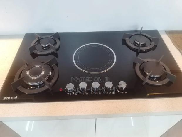 Bolesi Hob 4 Gas Burners +1 Infrared Electric With Gas Sensor